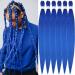 Xusuperb Pre Stretched Braiding Hair Blue 30 inch Easy Braids Extensions Blue Kanecalon Kunsthaar for braiding 6 packs Pres stretched in braiding hair yaki rasta braids hair extensions (blue#) 76 cm (6 Pack) blue#