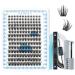KevKev Eyelash Extension Kit 168Pcs Lash Extension Kit Individual Lashes with Lash Bond and Seal Lash Applicator Tool Lash Remover for Eyelash Extensions (Cloudy D-8-18mix) D-Mix (8-18mm) Kit Cloudy