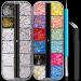 Mixed 3D Nail Art Gems Kit #3, Multi Shape Butterfly Bow Flower Pearl Rhinestones Charm Jewels for Acrylic Nails Decoration Accessories 07-2 Boxes of Nail Gems Kit #3