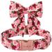 Unique Style Paws dog collar peony adjustable comfortable cotton fly collar for boys girls dogs fly collar with metal buckle XS neck circumference 20.3 30.5 cm xS B: peon pentage: