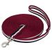 Start lunging line for equestrian horses 8m softlongs made of nylon horse song with hand loop tow leash reins with carabiners floor work rope horse (navy/white/burgundy)