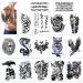 Temporary Tattoo for Guys for Man - Konsait Extra Fake Temporary Tattoo Black tattoo Body Stickers Arm Shoulder Chest & Back Make Up - Lion  Dead Skull Koi Fish  Eagle Hawks Tribal Symbols