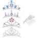 4 Pieces Tiara Crown Jewelry Gift for Little Girls Princess Tiara Comb, Flower Girls Crystal Rhinestone Crown, Tiara Crystal Headband for Girls
