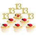 Unimall 20 Pieces Number 13 Cupcake Toppers Gold Glitter 13th Birthday Cupcake Picks Mini Cake Decorations for 13 Years Old Birthday Anniversary Party Supplies