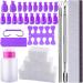 SIQUK Nail Polish Remover Kit with Finger Toe Nail Clips Wipe Cotton Pads Nail Files Cuticle Peeler Nail Brush for Gel Nail Removal (Purple)