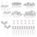 Cinaci 40 Pack Shinning Silver Rhinestone Butterfly Leaf Flower Bridal Hair Side Combs+U-shaped & Twist Hair Pins Clips Barrettes Wedding Headpieces Accessories for Women Girls Brides Bridesmaids