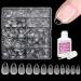 Venares 500 Pieces Extra Short Almond Soft Gel Artificial Nail Tips Set with Glue 12 Sizes Pre-Polished Nail Tips for Gel Nails Soft Gel Nail Tips XS Short Almond Nail Tips Set for Gel Nails