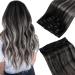 Runature Clip-In Extensions - 30cm Ombre Black Silver Real Hair - 80g 7pcs - Smooth & Natural #1b/Silver/1b - Buy Online on GoSupps.com