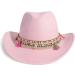 Gossifan Pink Western Cowboy Cowgirl Fedora Hat with Y-Tassel - Medium | Unisex Style - Buy Online on GoSupps.com