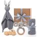 Babbs Baby/Baby Gift Girl 100% cotton Handmade Newborn gift baby-toy-0-month rattle bassel bassel spitting towel-chimney slogue baby set gift-birth gift box baby party elephant gray
