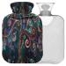 Naanle hot water bottle with cover Flowers Tree of life Transparent hot water bottle heat bottle for back pain relief handfoot warmer neck warmth and cold therapy 2l