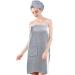 ProHomTex Microfiber Waffle Weave Bath Wrap with Hair Turban  Absorbent  Quick Dry  Adjustable Design  for Women (Grey)