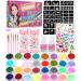 Temporary Glitter Tattoo Kit for Kids 26 Body Glitter 2 Glitter Glue 5 Sheets Tattoo Stencil 5 Pcs Makeup Brush 6 Fluorescent Powder Rhinestone Stickers for Face  Hair  Nail  Eye- Perfect for Makeup Set 1