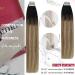 Shop Moresoo Tape Extensions - Real Hair Balayage 45cm #1B/6/22 - 20 Pieces 50g - Natural Black to Medium Brown with Blonde Highlights - Buy Online on GoSupps.com