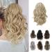 10 Inch Short Ponytail Extension Claw Clip in Ponytail Hair Extensions Curly Wavy Ponytail Extensions Synthetic Hairpieces for Women - Ash Blonde with Highlights 10 Inch Ash Blonde with Highlights