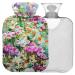 Naanle romantic spring flowers heat bottle with reference transparent hot water bottle 1l of warm head for bed handfoot heat pain relief heat and cold therapy