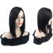 35cm Free Part Clip in Topper with Bangs - Jet Black Silk Base Head Forehead Wiglet - Buy Online on GoSupps.com