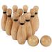Get Out! Wooden Bowling Set - 12pc Lawn Bowling and Skittle Ball Games for Children and Adult Fun