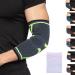 360 RELIEF - Compression Elbow Brace Sleeve for Men and Women Support | Splint Joint Pain Relief Tendonitis Tennis Golf Workout Weightlifting | Small Green with Mesh Laundry Bag | Green S