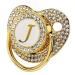 Bling Pacifier for Newborns - Soft Printed Baby Pacifier with Dust Cover (Letter J) - International Shipping Available - Buy Online on GoSupps.com