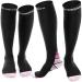 Cambivo compression stockings women and men 2 pairs compression socks support stockings for running sports flight travel cycling S-M black & pink