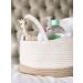 Mila Millie Baby Large Cotton Rope Diaper Caddy - Nursery Organizer Storage Bin - Portable Eco-Friendly Bag - Natural Cotton - White & Beige - Buy Online on GoSupps.com