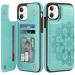 Bizzib for iPhone 11 Case Leather Wallet with Card Holder Flip Cover Kickstand Card Slots Double Magnetic Clasp Shockproof Heavy Duty Protective Case for iPhone 11-Floral Green Flower Green