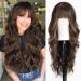 Haircube brown wig with bangs for women brown and blonde wavy hair curly corrugated wavy synthetic wigs for the daily party use of women brown-n
