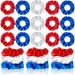 24 Pcs Red White and Blue Scrunchies Patriotic Hair Scrunchies Slip Scrunchies for Hair Patriotic Hair Accessories Slip Hair Ties Independence Day Scrunchies Red Slip Hair Scrunchies for Girls Women