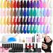 Beetles 53 Pcs Gel Nail Polish Kit with UV LED Light World Travel Collection Soak Off 32 Colors Christmas Gel Nail Polish Base Gel Top Coat All Season Manicure Set Gift Rainbow Falls-12 Colors