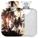 NAANLE hot water bottle with cover tropical beach palms Transparent hot water bottle 1l warm stimulus for menstrual cramps pain relief handfoots heat and cold therapy