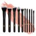 Expressions 10pc Pro Makeup Brush Set in Black - 10 Quality Soft Bristle Makeup Brushes For Everyday Use - Professional Makeup Brushes & Tools Black/Gold