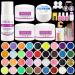 COSCELIA Acrylic Nail Kit 36 Colors of Glitter Acrylic Powder and Professional Liquid Monomer Set 5 Pcs Acrylic Nail Brush French Nail Forms Tips Rhinestones Manicure Tools for Acrylic Nail Starter 4