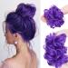1 Piece Hair Bun Hair Piece Scrunchies Thick Up-do Synthetic Wig With Elastic Rubber Band Messy Bun Curly Wavy Donut Ponytail Hair Extension Hair Accessories For Women Girls (Purple  F120-T2411PR04) AAA-F120-T2411PR04