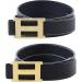 Dinamit Jeans Unisex Genuine Leather Casual Dress Belt | Reversible Strap | Adjustable Sizes for 28-35 Waist | Black-Gold - Buy Online on GoSupps.com