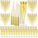 CHENGU 100 Pcs Plastic Champagne Flutes Cups 5oz Glitter Powder Disposable Champagne Glasses Wedding Wine Glasses Mimosa Bar Supplies Party Toasting Glasses Champagne Shot Glasses (Gold Glitter)