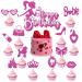 SKJIAYEE 25 Pcs Hot Pink Girls Birthday Cake Topper Pink Princess Cupcake Toppers Set Decorations for Kids Girls Women Birthday Party Pink Girls Theme Birthday Party Supplies