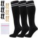 360 RELIEF - Flight Compression Socks Supports | Blood Circulation Travel Work L-XL 3Pairs-Black with 2 White lines