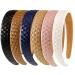 MTLEE 6 Pieces Leather Headbands for Women Wide Knotted Headband for Women Padded Checked Womens Headbands (Black  Brown  Blue  White  Pink  Coffee)