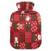 Heat bottle with snowman Santa Claus snowflake with a soft fleece cover 2 liters of large warm-up bag for hot and cold compresses