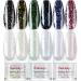 Sparkle Holographic Clear Glitter Nail Dip Powder Starter Kit 6 Colors Set with Opal foils Easy to use for Starters Perfect Top Coat for Black Nail Art (Dip Liquid Set Not Included) SG062