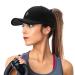 Gisdanchz Women's Performance Adjustable Fit Baseball Cap with Ponytail Hole 55-57 Black