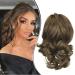 Dcbaboo Short Ponytail Extension Curly 12inch Claw Clip in Ponytail Hair Extensions Long Wavy Synthetic Pony tails Natural Wave One Piece Hairpiece Fake Ponytail for Women Golden Brown 12 inch 110g Golden Brown