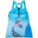 WAWSAM Mermaid Gym Drawstring Backpack - 15 17 Sports Gym Bag for Girls Kids Waterproof Swimming Beach Sackpack Birthday Christmas Gift with Zippered Pocket and Water Bottle Pocket Blue