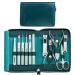 Manicure Set, Familife Manicure Kit Manicure Set Professional Nail Clippers for Women Nail Grooming Kit Stainless Steel Pedicure Kit with Peacock Blue Leather Travel Case Nail Kit Men and Women Gifts