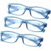 High-Quality 3 Pack Reading Glasses +1.50 - Comfortable Rectangular Specs for Men & Women - Great Reading Aid - Stylish Blue Design - Buy Online on GoSupps.com