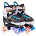 Woolitime Adjustable Roller Skates for Girls and Boys, 4 Size Adjustable Toddler Roller Skates for Kids with All Wheels Light Up, Patines para Nias Nios C-Black Small (10C - 13C)