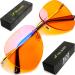 THL SLEEP Rimless Blue Light Blocking Glasses for Women & Men - Titanium Sleep & Migraine Glasses - Orange Amber Frameless 99.5% Blue Light Glasses for Computer Eye Strain & Eye Fatigue Blue Blockers