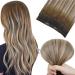 Easyouth Ombre Wire Hair Extensions Human Hair Balayage Wire Extensions Brown to Medium Blonde Fish Line Hair Extensions Real Hair 16 Inch 80g 16 Inch 1-Wire #3/8/22