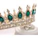 FORSEVEN Queen Crown Rhinestone Wedding Tiara | Crystal Bridal Princess Crown for Women - Gold and Green | Costume Party Hair Accessory - Buy Online on GoSupps.com